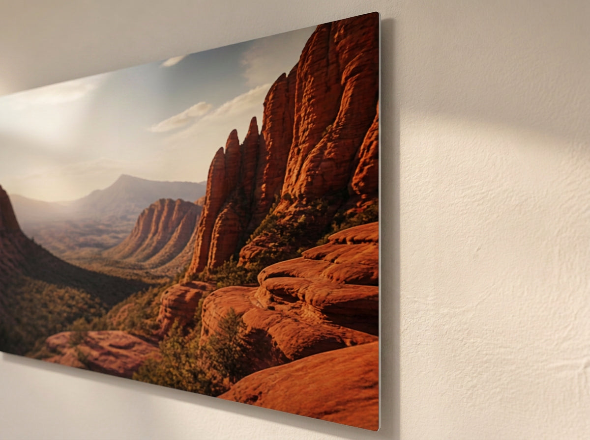 Close detail of a customer's glossy metal print surface