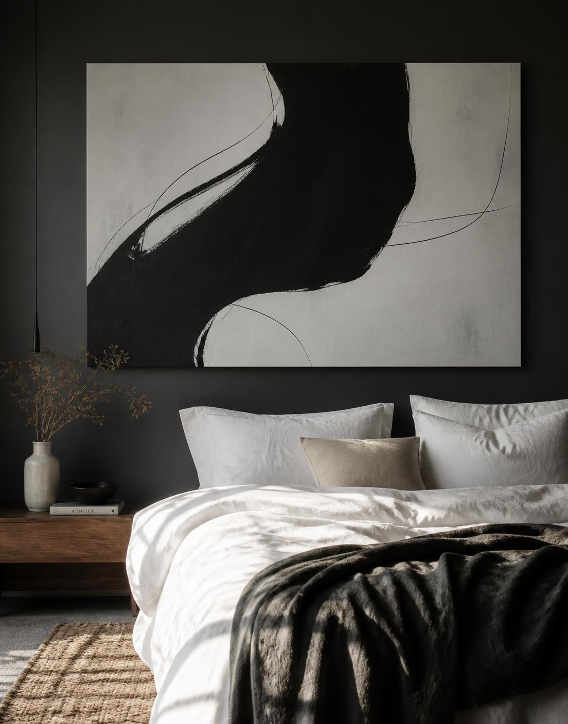 metal print installation in a bedroom